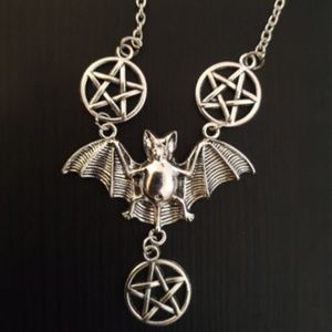 Bat and Pentagrams Necklace